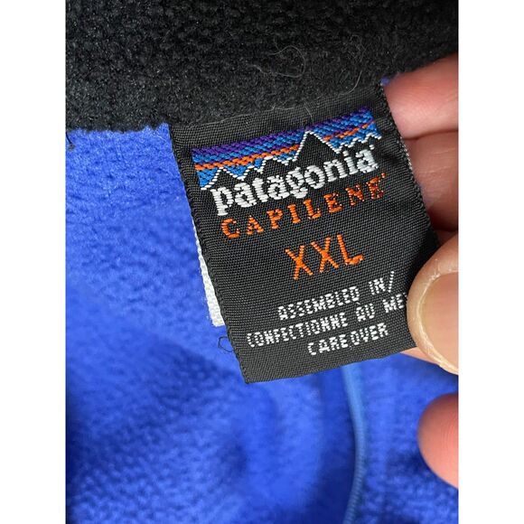VTG Patagonia Capilene Men's 2XL Blue Jacket Polyester Fleece Retro Quarter Zip - Picture 4 of 9
